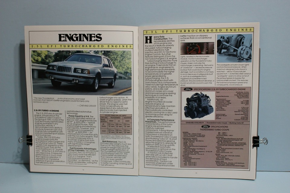1984 Ford Mustang SVO Thunderbird Turbo Coupe Performance Catalog