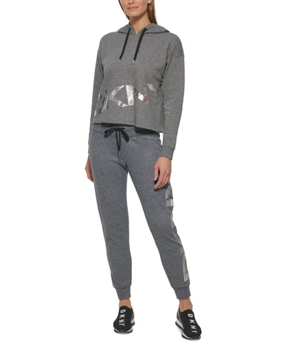 DKNY Damen Sport Metallic-Grafik Pullover Hoodie Medium