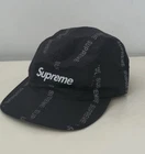 Casquette de camp texte réfléchissant suprême FW18 chapeau noir imperméable logo jacquard