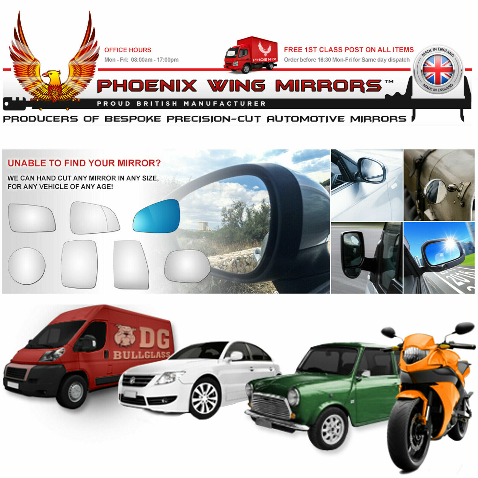 Right Hand Drivers Side Honda Civic Mk7 2000-2006 Convex Wing Door Mirror Glass