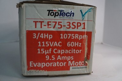 Toptech TT-E75-3SP1 48 Frame Direct Drive Blower Motor 3/4 HP 1075 RPM 115V