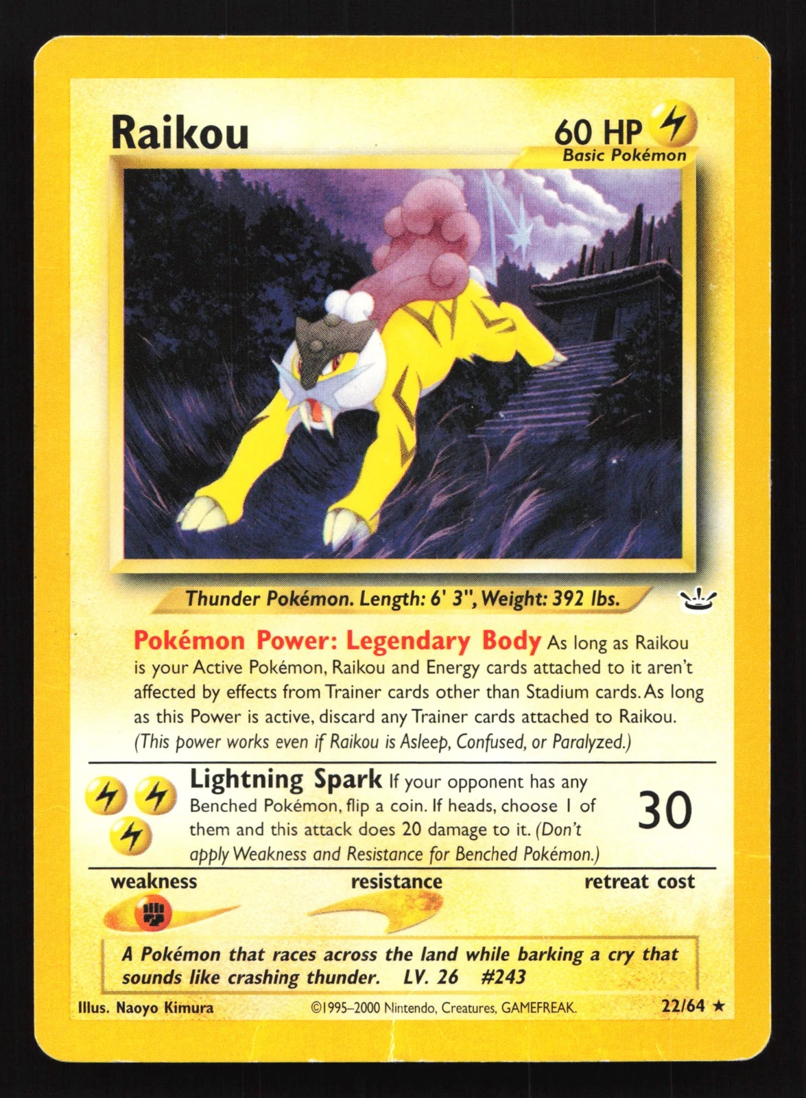 Raikou 22/64 Neo Revelation Rare Pokemon Card