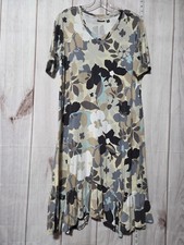 Logo Lori Goldstein Dress Womens Small Floral Ruffle Hem Pockets Short Sleeve