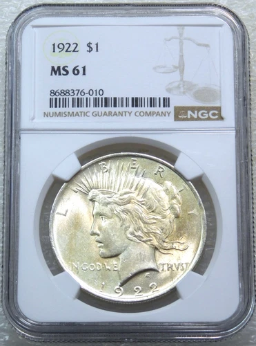 1922 Peace Silver Dollar NGC MS61 Frosty Just Graded New Holder #Z785H