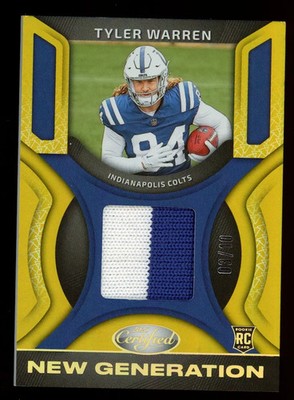 TYLER WARREN 2025 Panini Certified New Generation Rookie Patch Gold /10 #NGJ-TWN