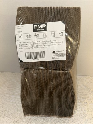 New Coffee Cup Sleeves 100 Pcs FMP  Kraft Paper Recyclable 12-24oz