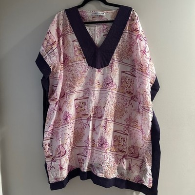 Colori di Mare Kaftan Womens Free Size Purple White Shell Print Cotton Good
