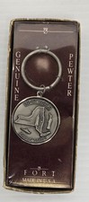 New York- Empire State -FORT- Genuine Pewter Keychain-1 & 1/2" Wide-Made in USA