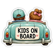 Kids on Board - Kinder im Auto Autoaufkleber Fenster Sticker 15x9,5 cm Familie