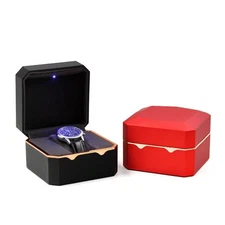 Luxury LED Light Single Watch Case Jewelry Display Storage Gift Protective Box
