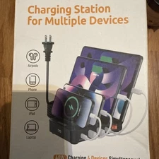 MASBATER 5-Port USB-C Fast Charging Station Multiple Devices iPad Tablet Black