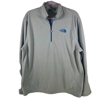 The North Face 1/4 Zip Sweater Men s XL Mock Neck Pullover Gray Fleece Jacket