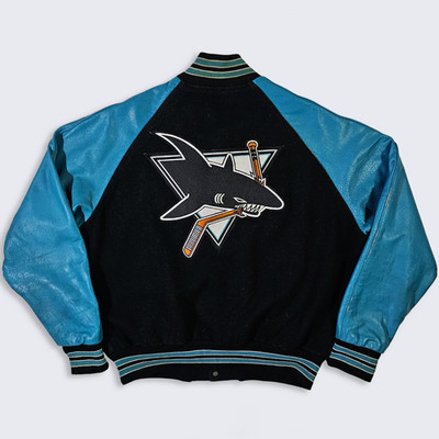 San Jose Sharks Vintage NHL Hockey Varsity Jacket - Wool & Leather