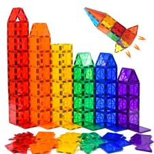 Magnetic Tiles, 52 PCS Magnet Building Set, Magnetic Building Blocks,Construc...
