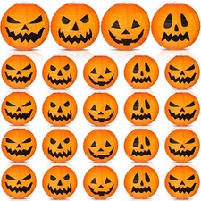 24 Pcs Halloween Paper Lanterns Jack O Lantern 12 Inch,Pumpkin