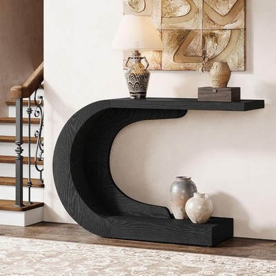 43.3'' Modern Console Table for Entryway,Wood C-Shaped Hallway Entry Accent Table