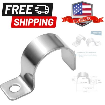Conduit Pipe Clamps, 304 Ss Pipe Mounting Brackets, Metal One-Hole P-Type Cli...