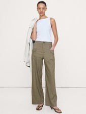 BANANA REPUBLIC High-Rise Straight Utility Pant NWT - Size 6 Olive Green 875431