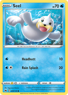 Seel 029/159 Crown Zenith Common Pokemon NM/M