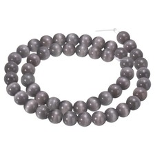 48pcs Black Gray Cat's Eye Stone Beads 8mm Round Crystal Loose Bead