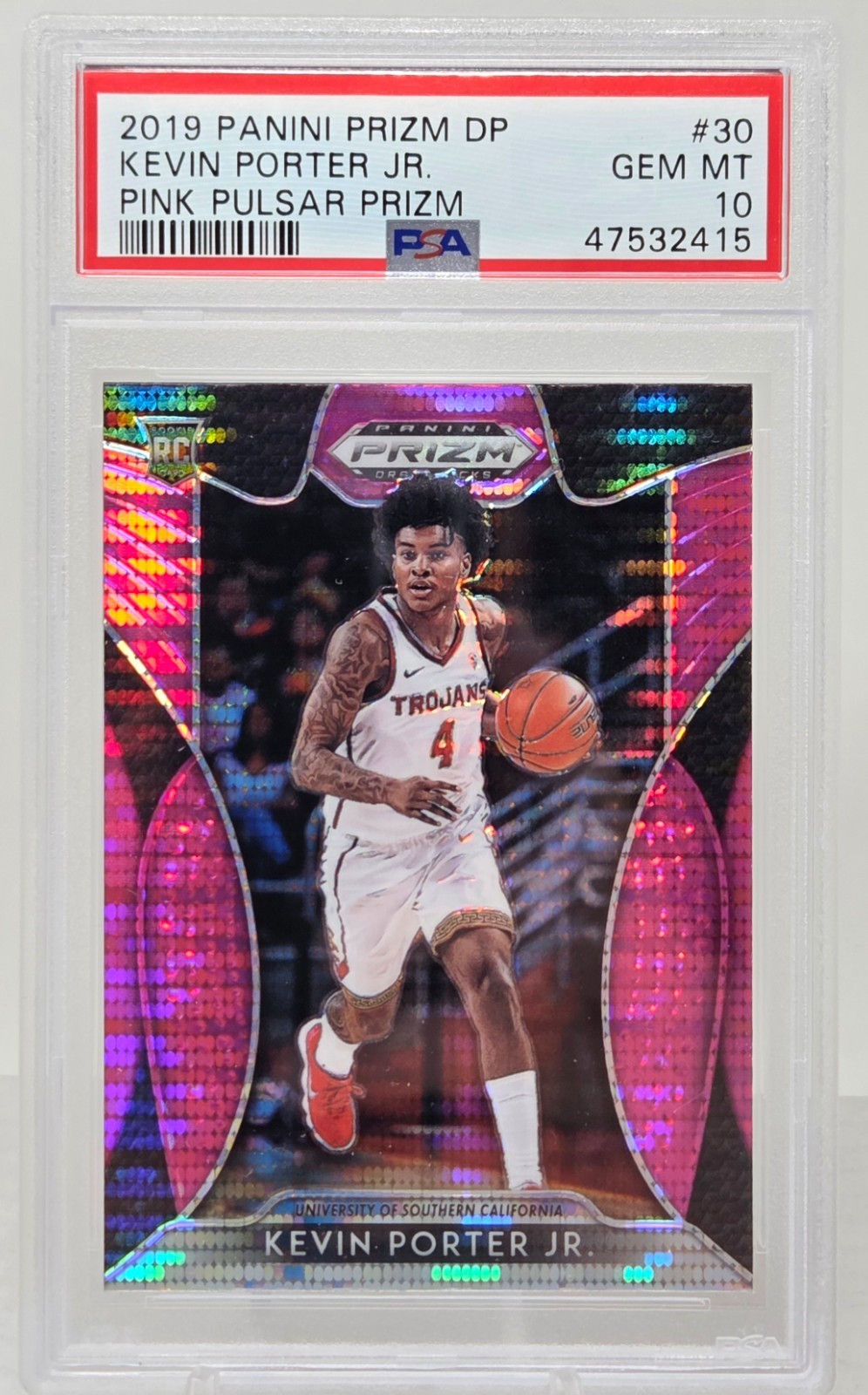 2019 Prizm KEVIN PORTER JR. Pink Pulsar Refractor Rookie Card PSA 10 Gem Mint view 1