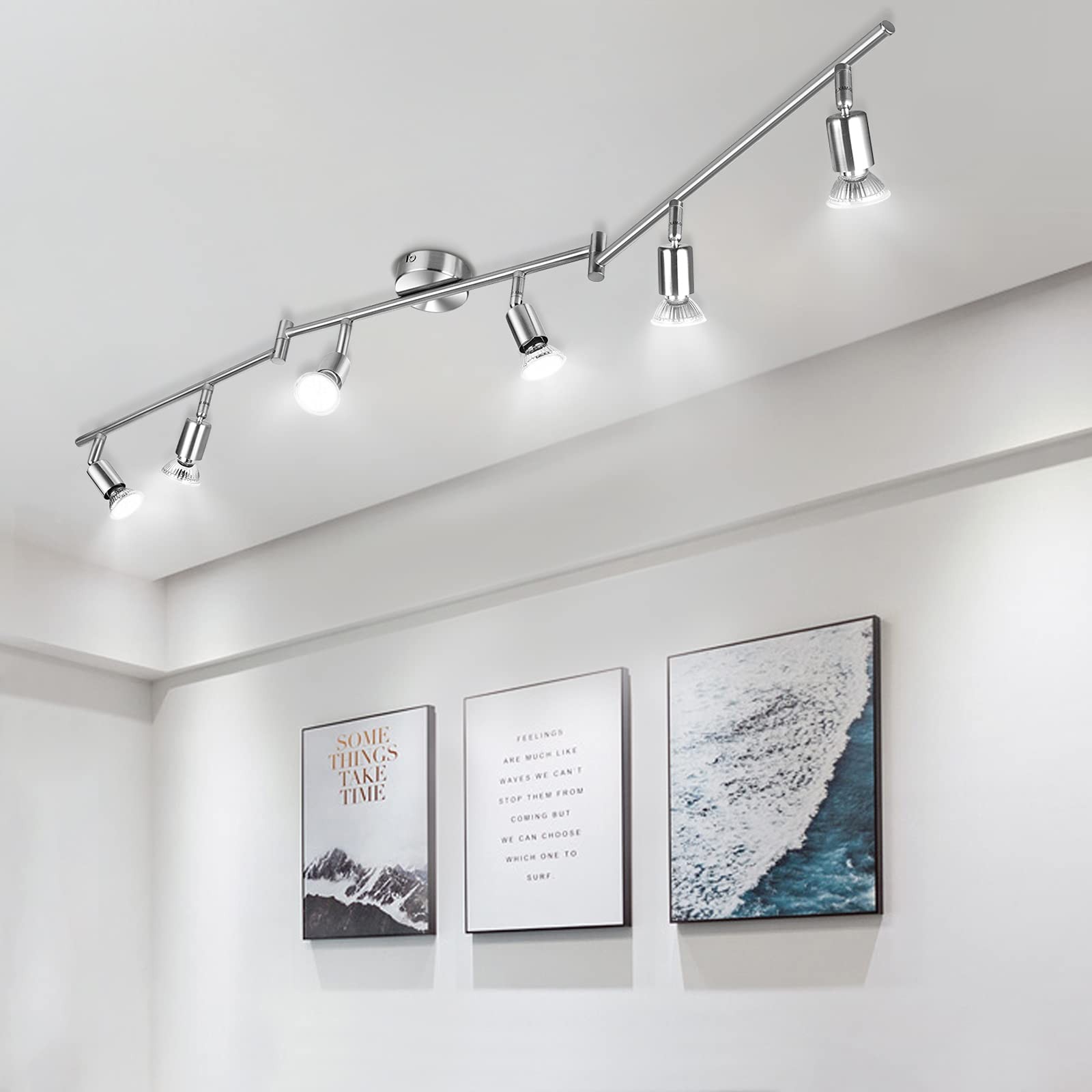 wowatt Faretti Orientabili Da Soffitto - Lampadario Industriale GU10 Nichel Opac