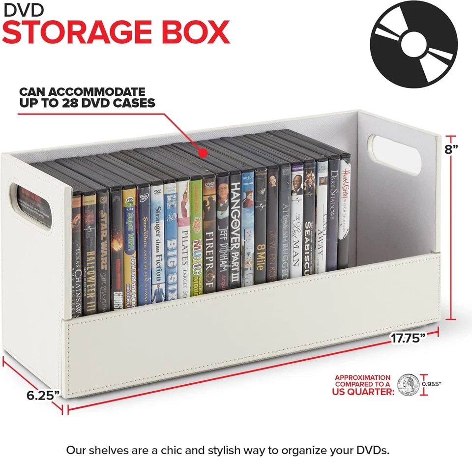 Caja de almacenamiento de DVD, organizador de estante de películas para Blu-Ray, estuches de video, CD, cinta VHS  Foto 2 de 4