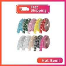 LYXMYGS Rhinestone Ribbon Self Adhesive, 10-Rolls Bedazzling Strips, 10-Yard Rhi
