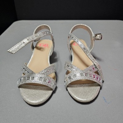 GB Girls Size 11 Glammee-girl Silver Wedge Dress Sandals Shoes | eBay