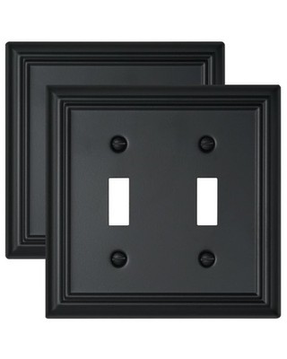 2-Pack Double Toggle Wall Plates, Durable Metal Light Switch Covers, Decorati...