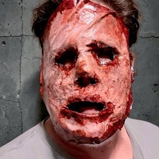 Handmade Horror Mask Gore Skin Face OOAK Mixed Media Halloween Costume Prop