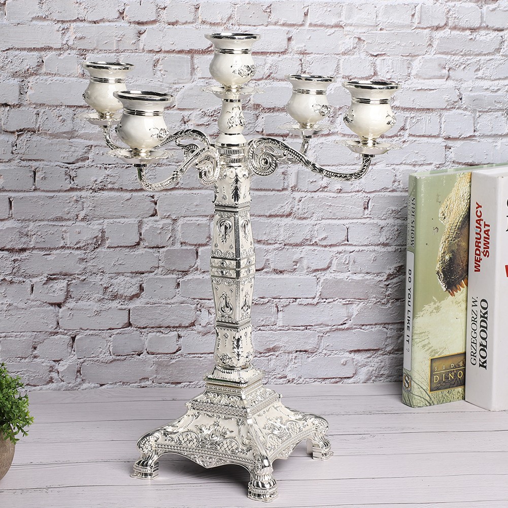 European Vintage Home Candelabra Embossed Candle Holder Dinner Table Wedding Orn