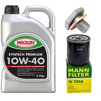 MotoröL Filter Set Meguin 10W-40 5 Liter + Schraube FüR Citroen Peugeot 307 206