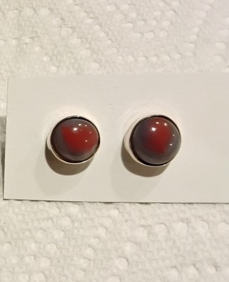 Unique Laguna agate stud earrings in sterling silver with over size backs