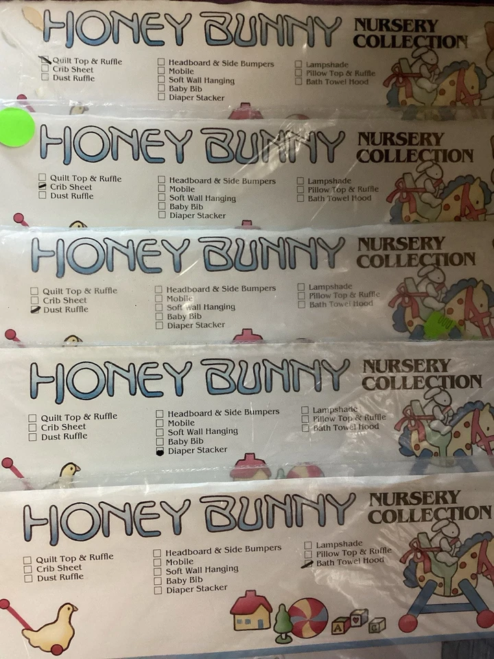 1988 Daisy Kingdom HONEY BUNNY Nursery Collection Crib Bedding Set Lot of 5 New - Image 2 of 4