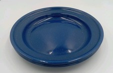 Set Of 4 Plates Blue Speckled Enamelware Camping Cabin Core Vintage