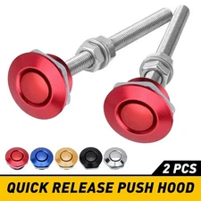 2X Push Button Quick Release Hood Bonnet Pins Lock Clip Car Bumper Latch Kit Red