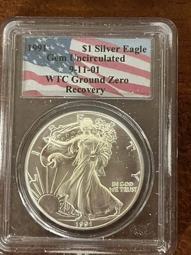 1991 American Silver Eagle - PCGS GEM UNC - WTC Ground Zero Recovery