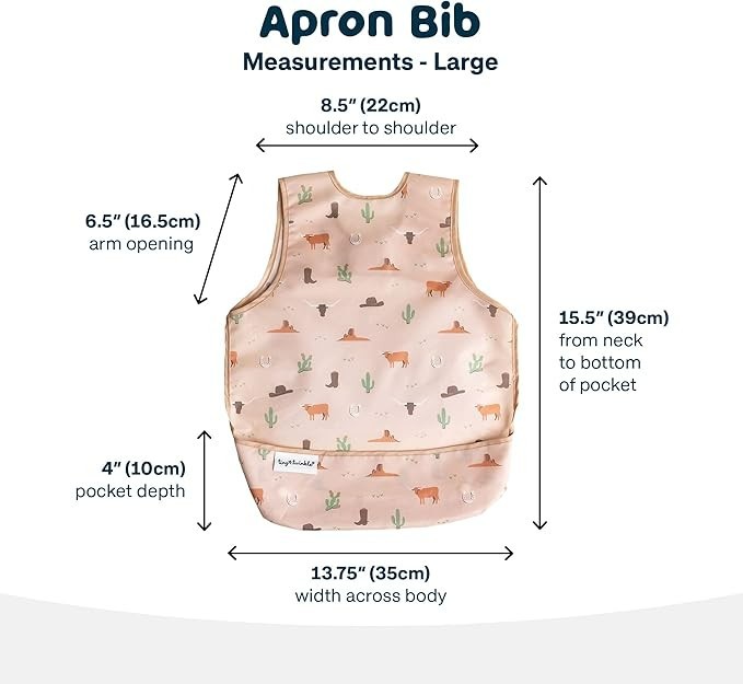 NWT Tiny Twinkle Mess-Proof Apron Waterproof Baby & Toddler Food Bib 2-4 Years