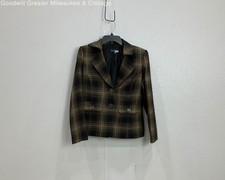 Vintage Women's 90s Y2K Evan Picone Size 6 Plaid Fitted Blazer Jacket