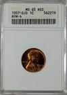 1957 D/D Lincoln, Wheat Ears Reverse ANACS MS-65 RED RPM-4