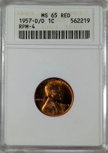 1957 D/D Lincoln, Wheat Ears Reverse ANACS MS-65 RED RPM-4