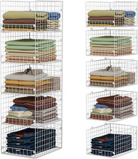 5-Tier Stackable Closet Storage Shelves, Closet Organizers and Storage Basket, F