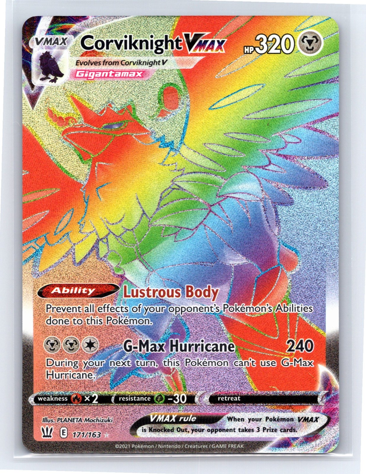 Corviknight VMAX (Secret) 171/163 - Battle Styles Secret Rare Holo - NM