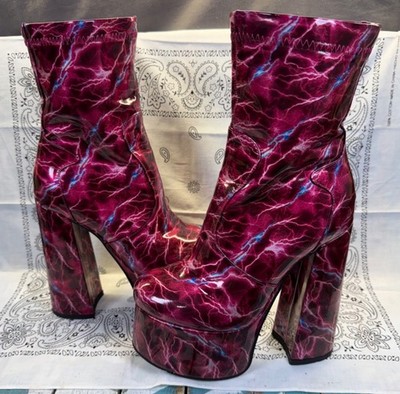 Shane Justin Electric Rock Star Hot Pink Platform Boots Women's 5.5 US/36 Eu EUC