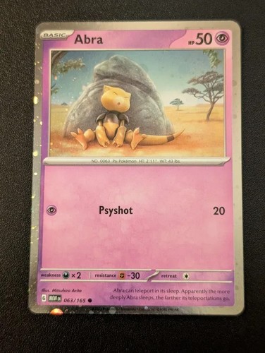 ~Swirl~ Abra Near Mint 63/165 Cosmos Holo Foil Variante 151 Carta Pokemon Tcg - Foto 2 di 5