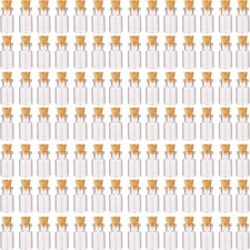 Maxmau 100Pcs 1Ml Small Mini Glass Bottles Jars with Cork Stoppers Tiny Vials fo