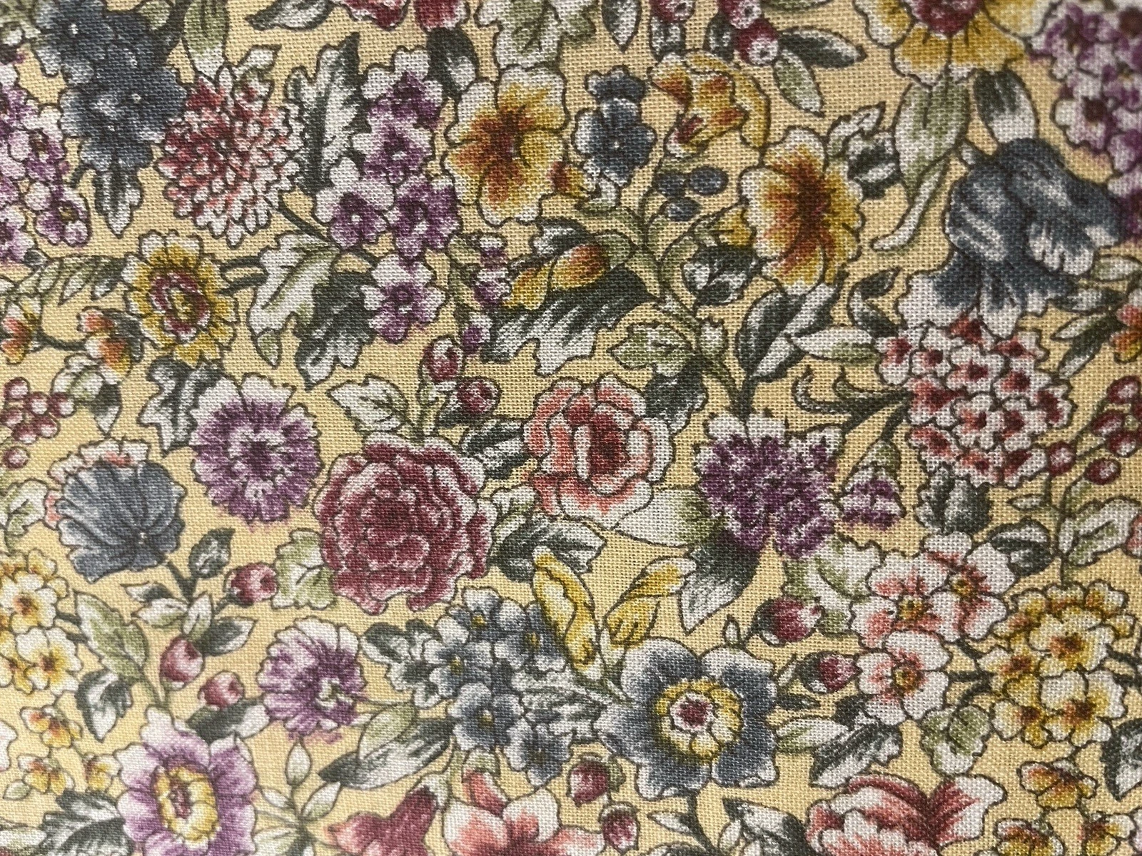 Vintage Marcus Brothers Yellow Floral Cotton Quilting Fabric BTHY - product detail image 8