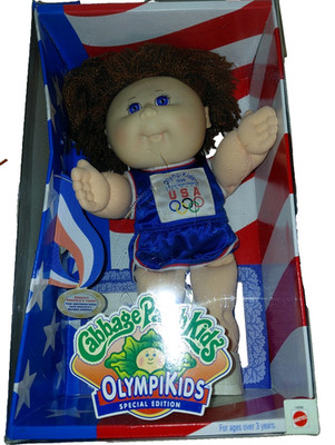 1996 Cabbage Patch Special Edition OlympiKids, Maskottchen, braune Haare, mit Papieren