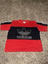 Adidas Logo Graphic T Shirt Mens MEDIUM Black White RED Stripe Tee